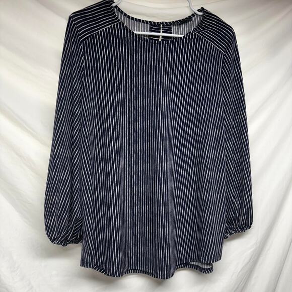 Navy blue striped adrianna papell - Picture 1 of 4